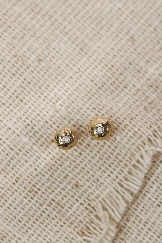 Earrings Lacee Alexandra Jewelry Solid Gold Diamond Pebble Earrings