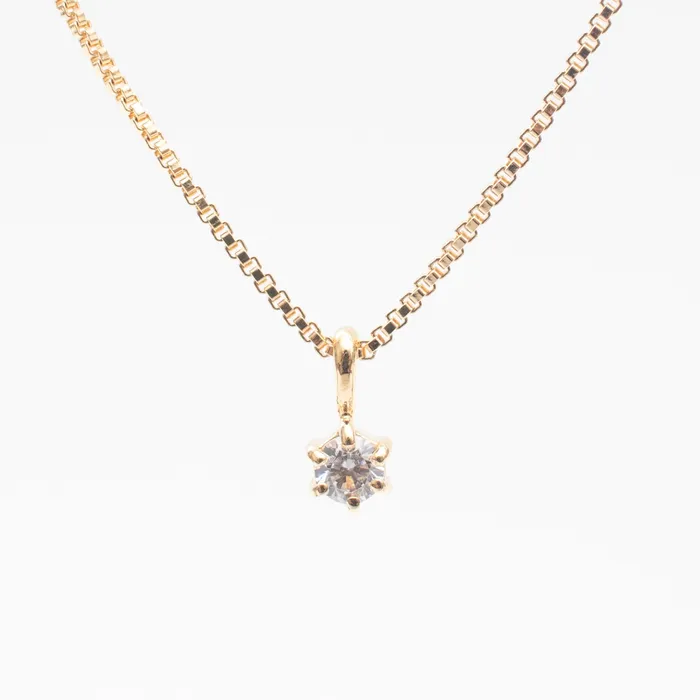 Gold Vermeil Round Claw Set Cubic Zirconia Necklace Tashi Necklaces