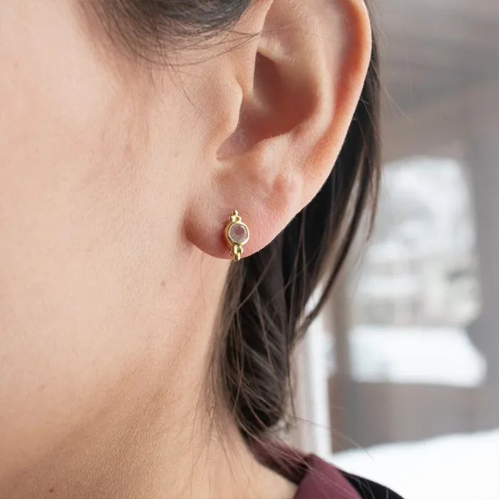 Mimi Marge Earrings Gold Vermeil Rose Quartz Jawan Studs