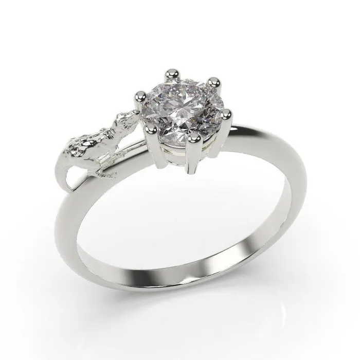 MyUniqueRing Rings Dinosaur Ring Dinosaur Engagement Ring White Gold