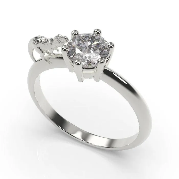 MyUniqueRing Rings Dinosaur Ring Dinosaur Engagement Ring White Gold