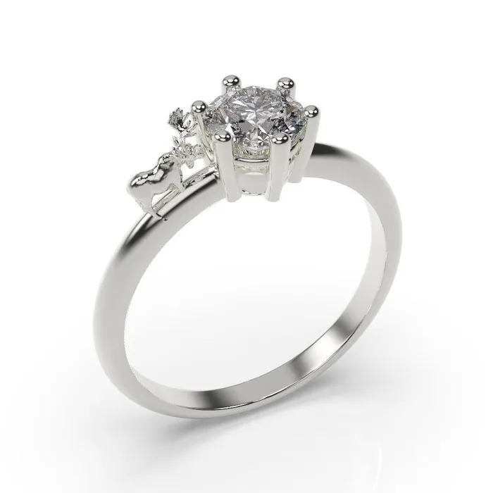 MyUniqueRing Rings Moose Engagement Ring Moose Ring White Gold Moose