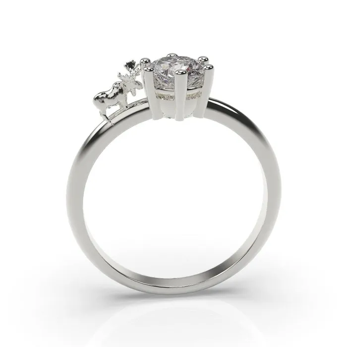 MyUniqueRing Rings Moose Engagement Ring Moose Ring White Gold Moose