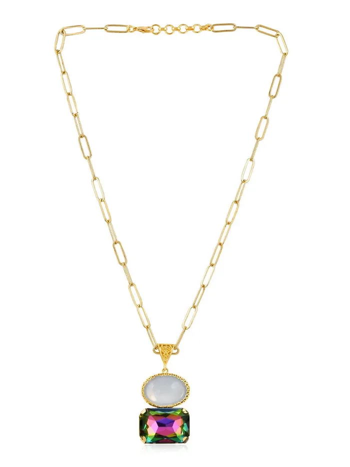 Necklaces Curio Cottage Aina Moon and Prism Stone Long Chain Necklace Necklaces Curio Cottage Aina Moon and Prism Stone Long Chain Necklace