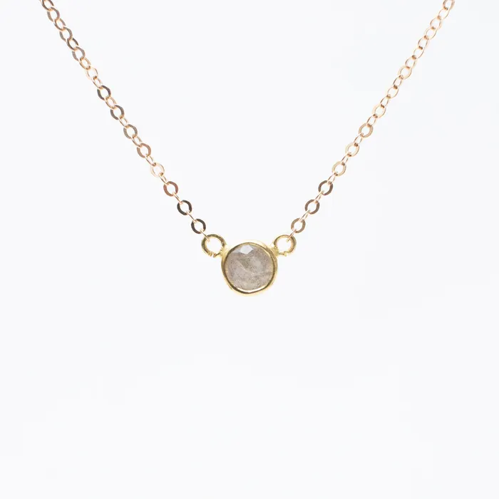 Necklaces Mimi Marge Gold Labradorite Comini Circle Stone Necklace