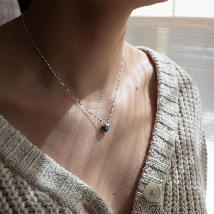 Necklaces Mimi Marge Large Silver Wrap Blue Sapphire Necklace
