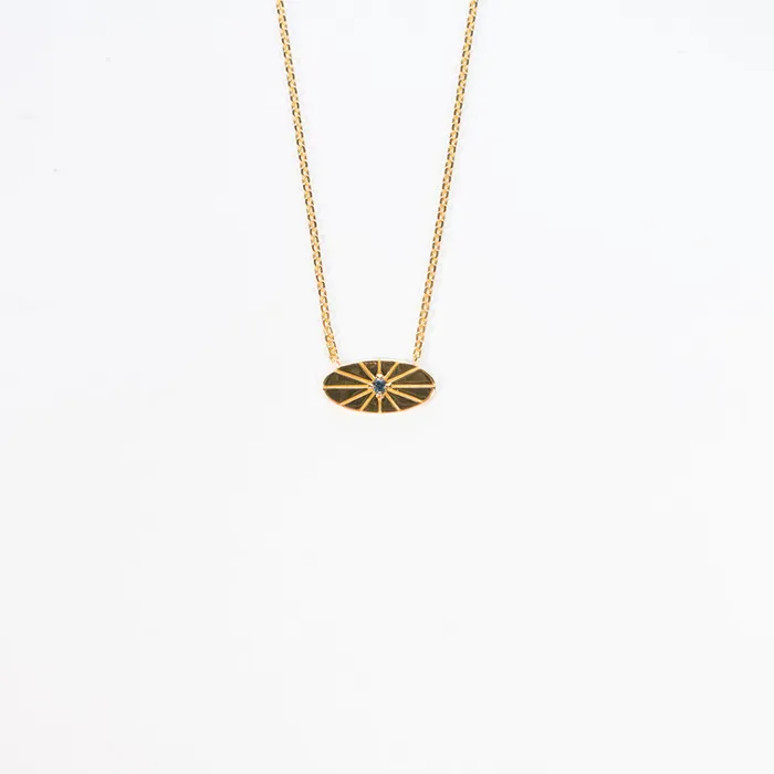 Necklaces Tashi Gold Vermeil Indie Oblong Sapphire Disc Necklace