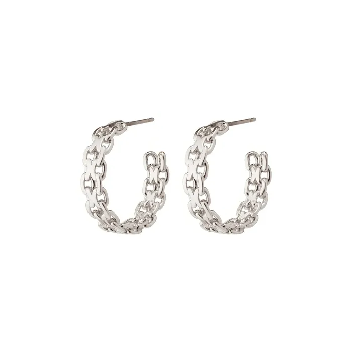 Pilgrim Rings Peace Silver Plated Hoops