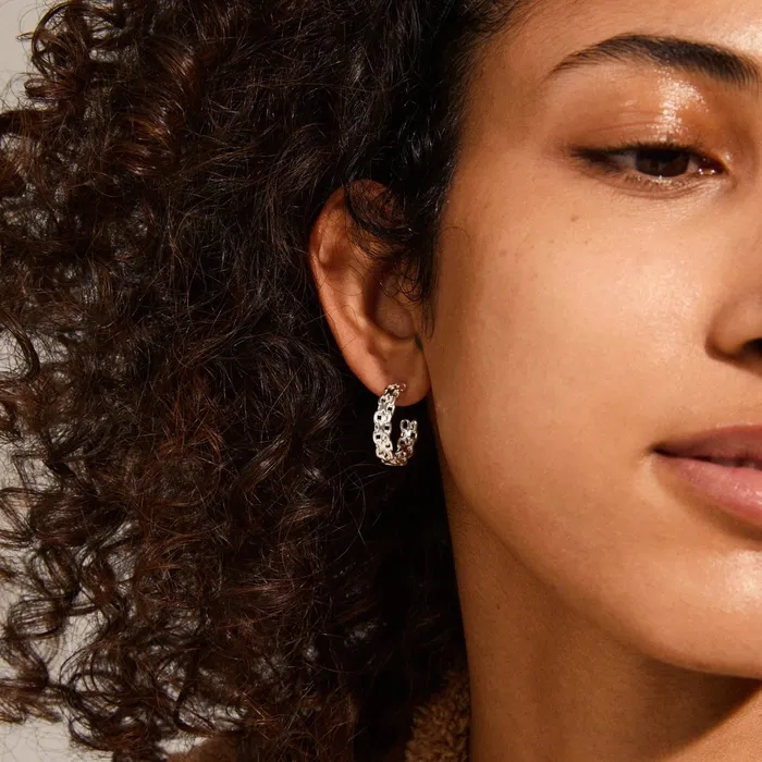 Pilgrim Rings Peace Silver Plated Hoops