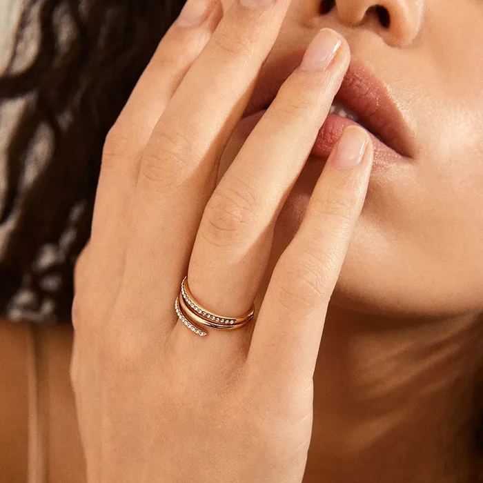 Pilgrim Rings Serenity Gold Plated Crystal Ring