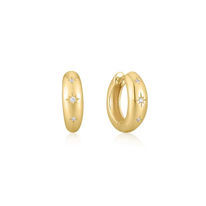 PreStyled Sets Eklexic Gold Plated Chunky CZ Galaxy Huggies
