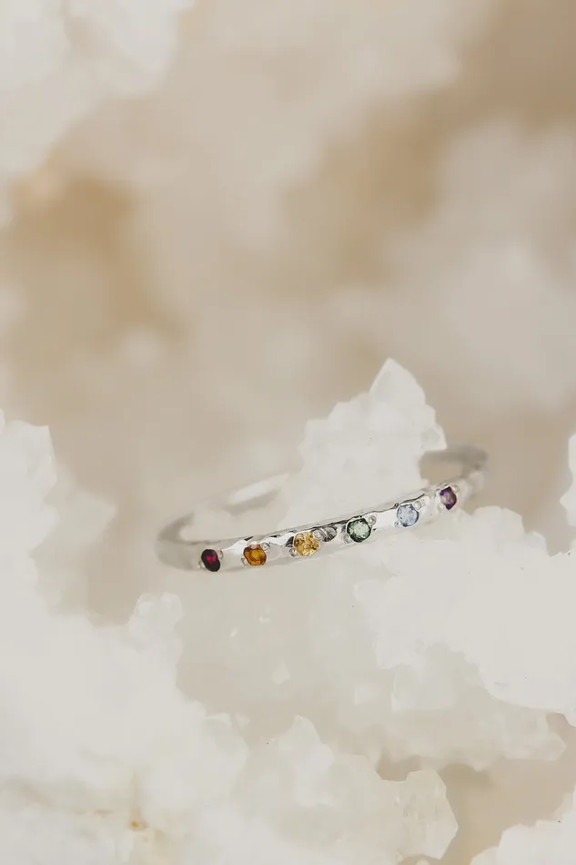 Rings Lacee Alexandra Jewelry Sterling Silver Rainbow Band