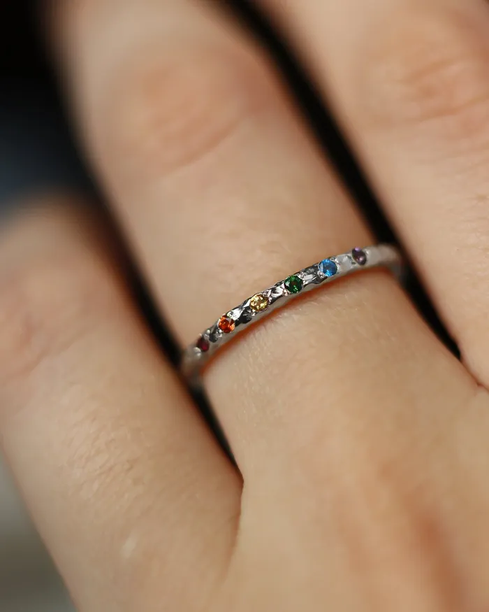 Rings Lacee Alexandra Jewelry Sterling Silver Rainbow Band