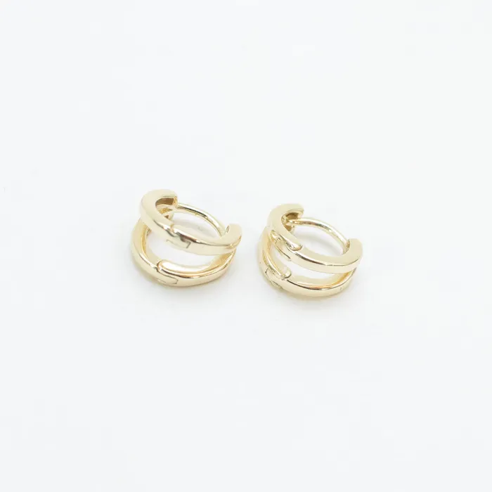 Silver Lotus Earrings Double Micro Hoop Huggies