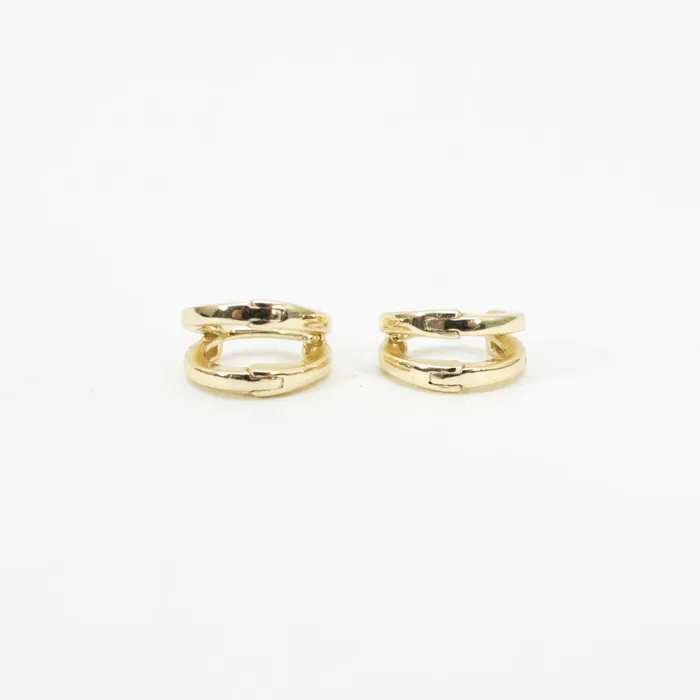 Silver Lotus Earrings Double Micro Hoop Huggies