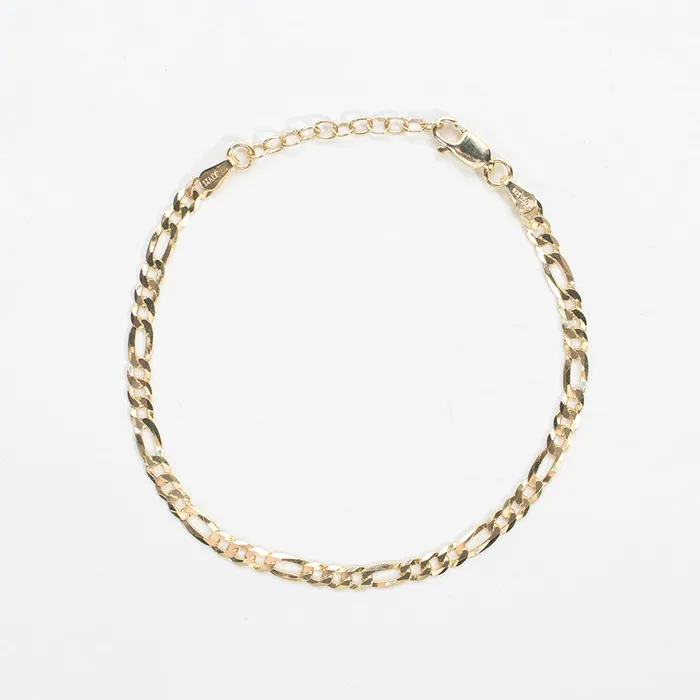 Silver Lotus Gold Plated Flat Figaro Chain Bracelet Bracelets