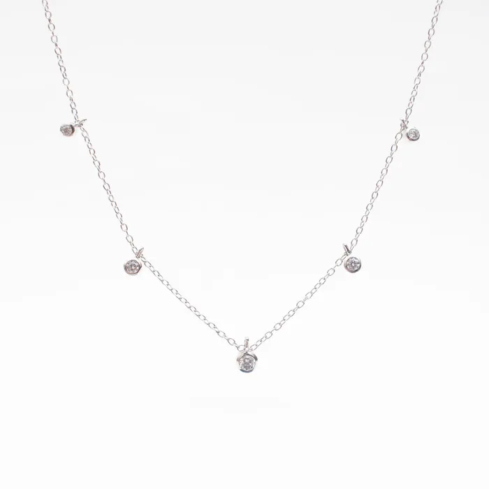 Silver Lotus Necklaces Silver Cubic Drops Necklace