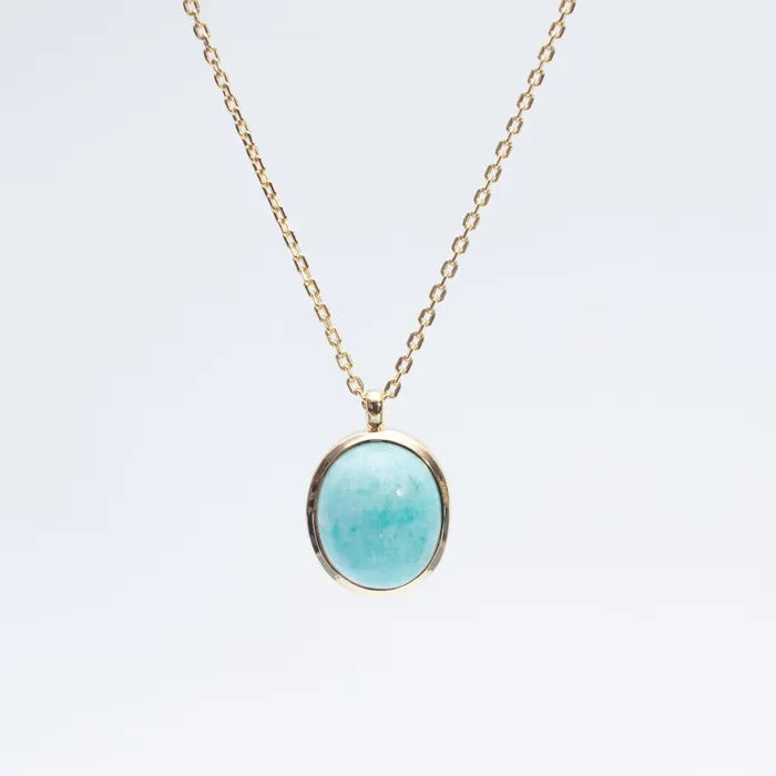 Tashi Necklaces Gold Vermeil Oval Amazonite Necklace