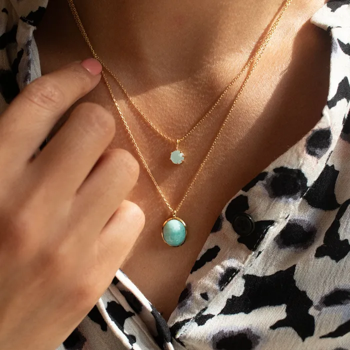 Tashi Necklaces Gold Vermeil Oval Amazonite Necklace
