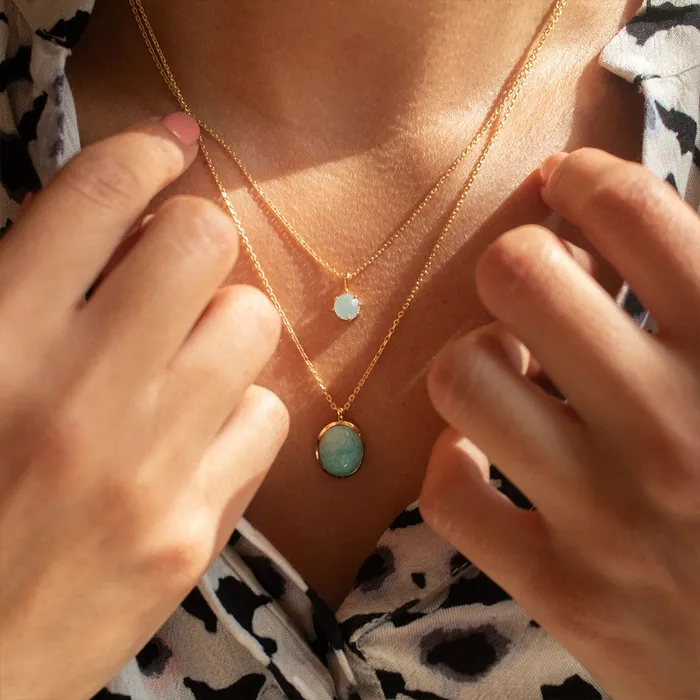 Tashi Necklaces Gold Vermeil Oval Amazonite Necklace