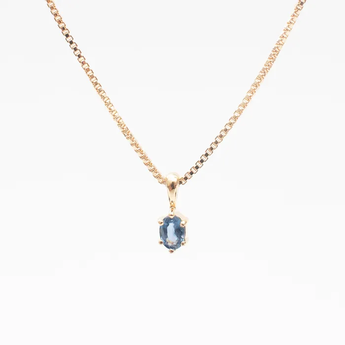 Tashi Necklaces Gold Vermeil Oval Claw Set Blue Sapphire Necklace